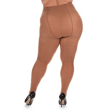 Microfiber Opaque Plus Size Curvy Control Top Tights