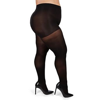 Microfiber Opaque Plus Size Curvy Control Top Tights