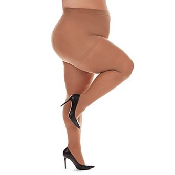 Microfiber Opaque Plus Size Curvy Control Top Tights