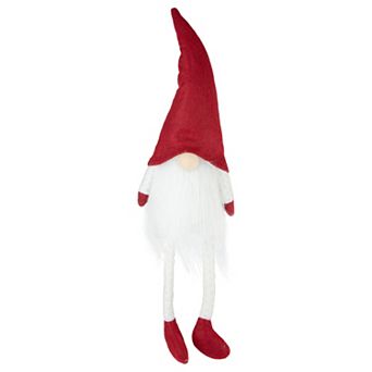 21" Red and White Sitting Gnome Tabletop Christmas Decoration
