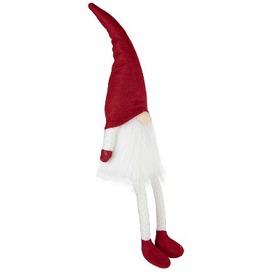 21" Red and White Sitting Gnome Tabletop Christmas Decoration