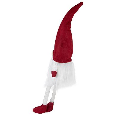 21" Red and White Sitting Gnome Tabletop Christmas Decoration