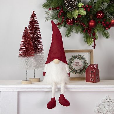 21" Red and White Sitting Gnome Tabletop Christmas Decoration
