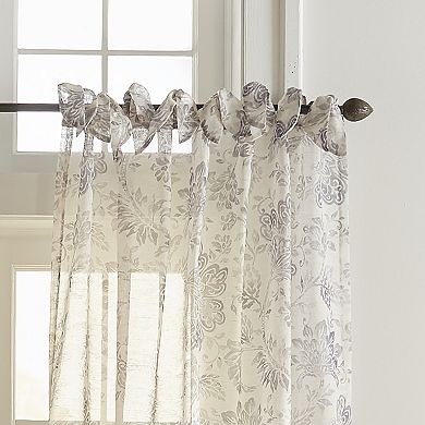 Elrene Home Fashions Westport Floral Tie-Top Sheer Window Curtain