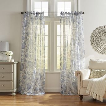 Elrene Home Fashions Westport Floral Tie-Top Sheer Window Curtain