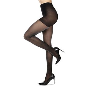 Women's Floral Flocked Back Seam Sheer Tights