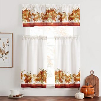 Elrene Home Fashions Autumn Pumpkin Grove Fall Kitchen Tiers and Valance 3 pc Set
