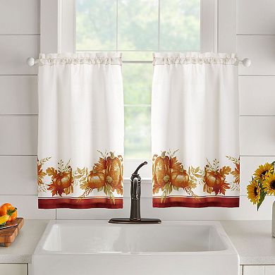 Elrene Home Fashions Autumn Pumpkin Grove Fall Kitchen Tiers and Valance 3-Piece Set