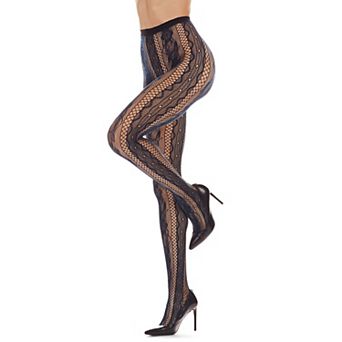 Linear Floral Net Tights
