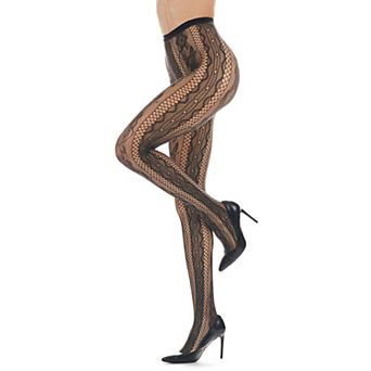 Linear Floral Net Tights