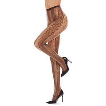 Linear Floral Net Tights
