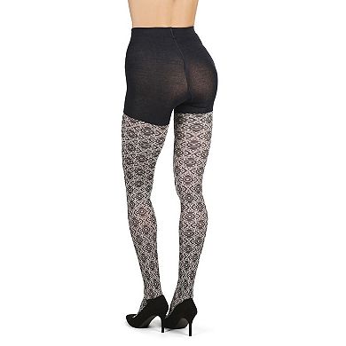 Diamond Pattern Swirl Cotton Blend Women's Sweater Tights