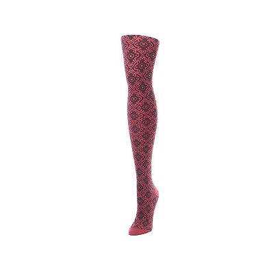 Diamond Pattern Swirl Cotton Blend Women's Sweater Tights