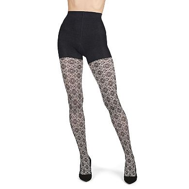 Diamond Pattern Swirl Cotton Blend Women's Sweater Tights