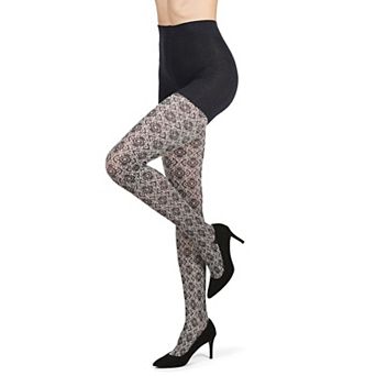 Diamond Pattern Swirl Cotton Blend Women's Sweater Tights