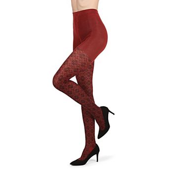 Diamond Pattern Swirl Cotton Blend Women's Sweater Tights