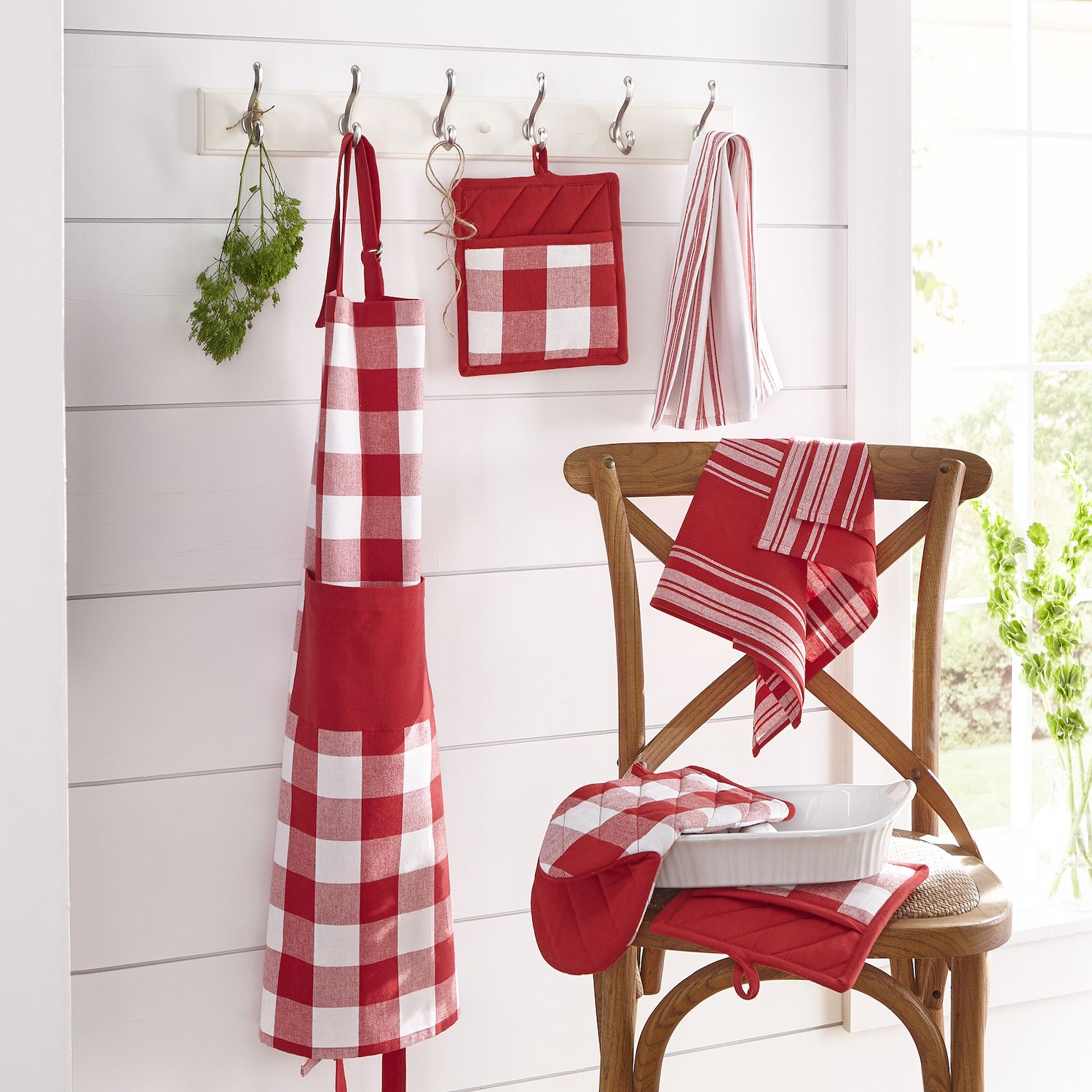 Elrene Home Fashions Bauernhaus-Vorhang – 132x274 Cm, Buffalo-Check, Raumverdunkelnd, Polyester/Leinen