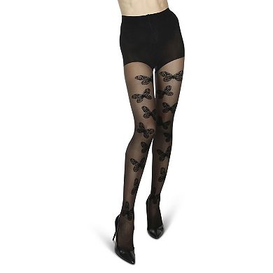 Women's Flutter of Butterflies Flocked Sheer Tights