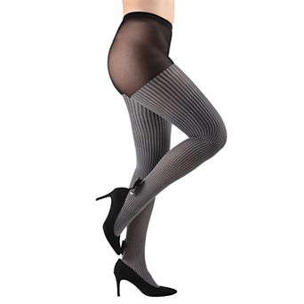 Houndstooth Pearl Bow Opaque Tights