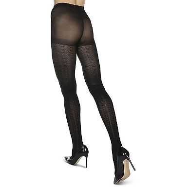 Cable Link Breathable Opaque Tights