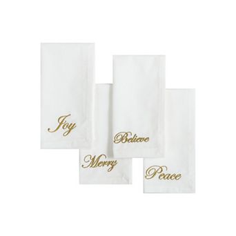 Elrene Home Fashions Holiday Sentiments Napkins, Set of 4