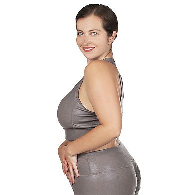 Women's Metallic Print Racerback Sports Bra with Removable Cups