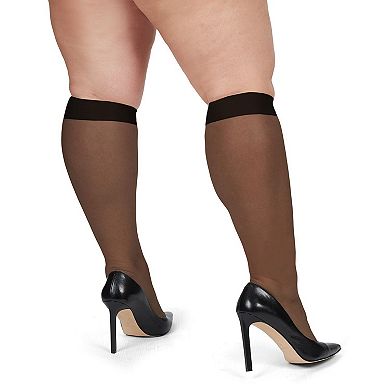 2 Pairs Ultra Sheer Plus Size Curvy Knee High Stockings