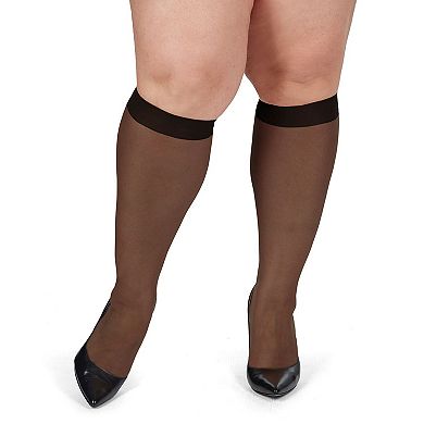 2 Pairs Ultra Sheer Plus Size Curvy Knee High Stockings