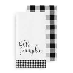 Always Be Thankful White & Black Pumpkin 2-Piece Kitchen Towel Set