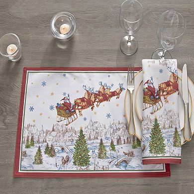 Elrene Home Fashions Santa’s Snowy Sleighride Placemat, Set of 4