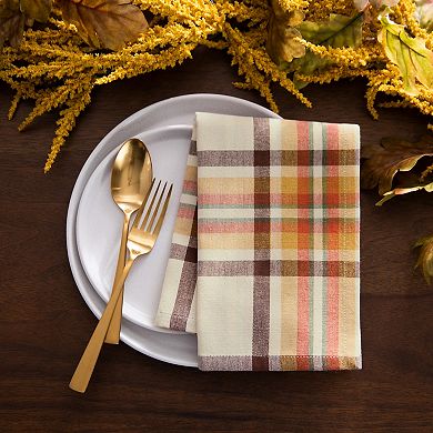 Elrene Home Fashions Russet Harvest Woven Plaid Napkins, Set of 8