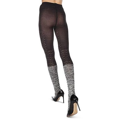 Women's Scallop Mix Two Tone Cotton Blend Sweater Tights