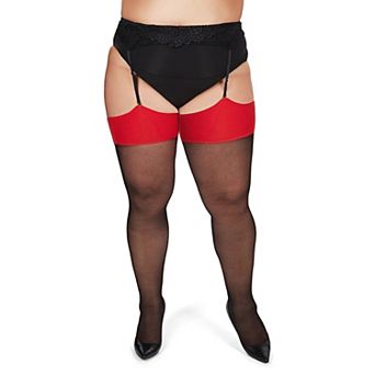 Back Seam/Cuban Heel Plus Size Curvy Thigh High Stocking