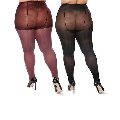 2 Pair Women's Heather/solid Control Top Tights