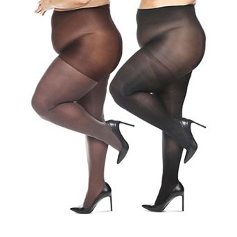 2 Pair Women's Heather/solid Control Top Tights