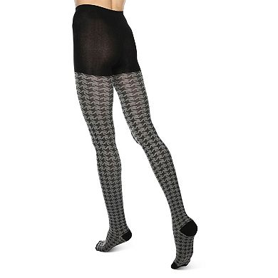 Houndstooth Patterned Cotton Blend Sweater Tights