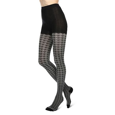Houndstooth Patterned Cotton Blend Sweater Tights