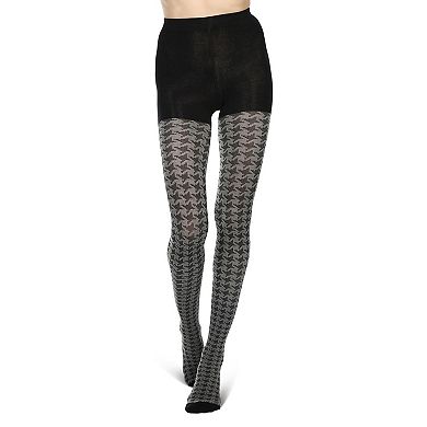 Houndstooth Patterned Cotton Blend Sweater Tights
