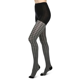Houndstooth Patterned Cotton Blend Sweater Tights