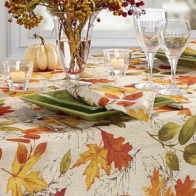 Elrene Home Fashions Autumn Leaves Fall Printed Napkins, Set of 8