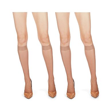 Satin Sheer Knee High With Shadow Toe 2-Pack