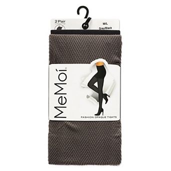 Chevron Wave/Solid Control Top Tights 2 Pack