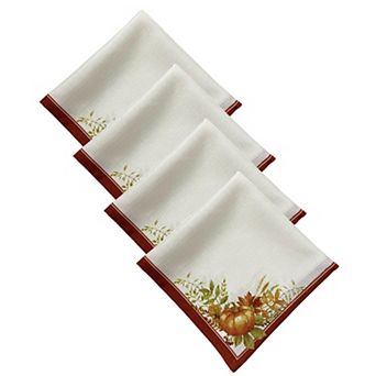 Elrene Home Fashions Autumn Pumpkin Grove Fall Napkin, Set of 4