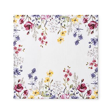 Elrene Home Fashions Poppy Wildflower Bordered Napkin Set of 4