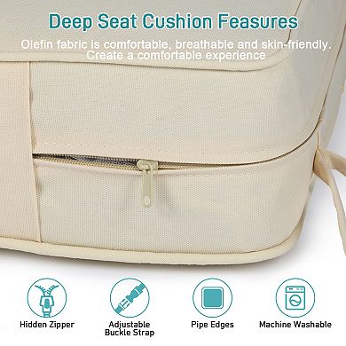 Aoodor 24'' x 24'' Outdoor Deep Seat Chair Cushion Set (Set of 2 Seats, 2 Backs, 2 Pillows)