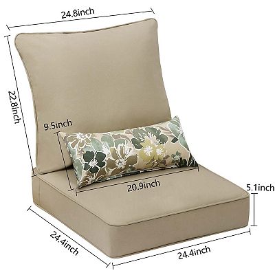 Aoodor 24 x 24 Outdoor Deep Seat Chair Cushion Set Set of 2 Seats