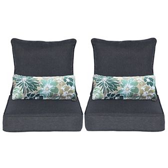 Aoodor 24'' x 24'' Outdoor Deep Seat Chair Cushion Set (Set of 2 Seats, 2 Backs, 2 Pillows)