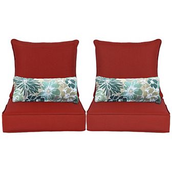 Aoodor 24'' x 24'' Outdoor Deep Seat Chair Cushion Set (Set of 2 Seats, 2 Backs, 2 Pillows)