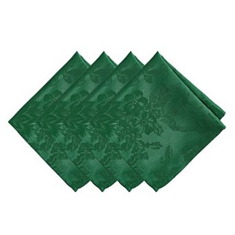 Elrene Home Fashions Poinsettia Elegance Jacquard Holiday Napkins, Set of 4, 17"x17"