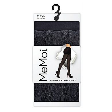 Braided Cable/solid Control Top Tights 2 Pack